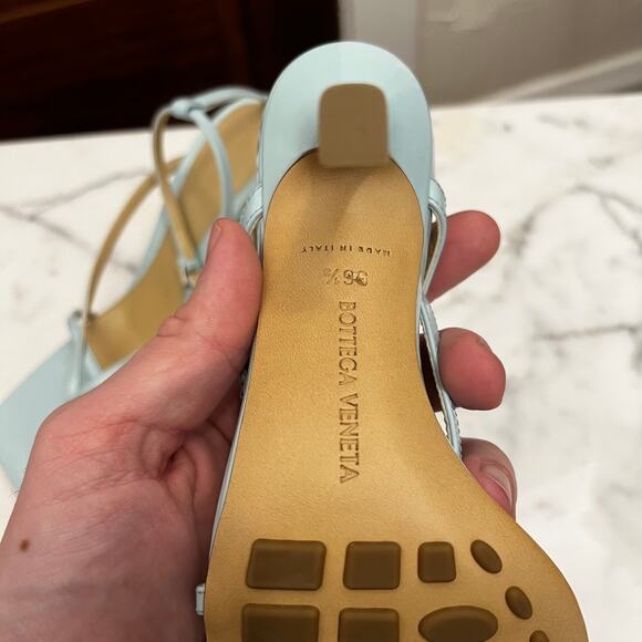Bottega Veneta Blue Stretch Strap Sandal Square $1100 NWOB Pale Blue sz 36.5 IT